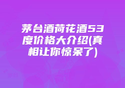 茅台酒荷花酒53度价格大介绍(真相让你惊呆了)