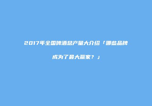 2017年全国啤酒总产量大介绍「哪些品牌成为了最大赢家？」