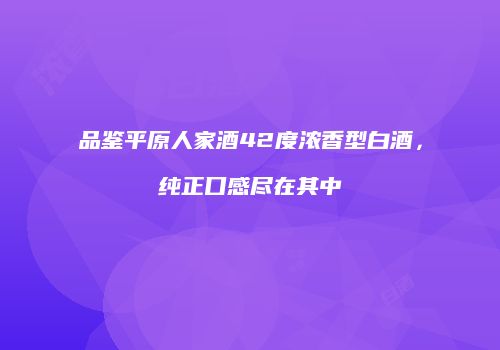 品鉴平原人家酒42度浓香型白酒，纯正口感尽在其中