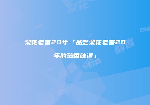 梨花老窖20年「品尝梨花老窖20年的醇香味道」