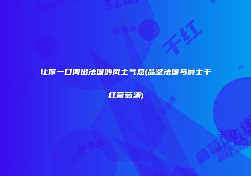 让你一口闻出法国的风土气息(品鉴法国马爵士干红葡萄酒)