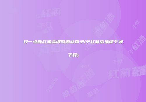 好一点的红酒品牌有哪些牌子(干红葡萄酒哪个牌子好)