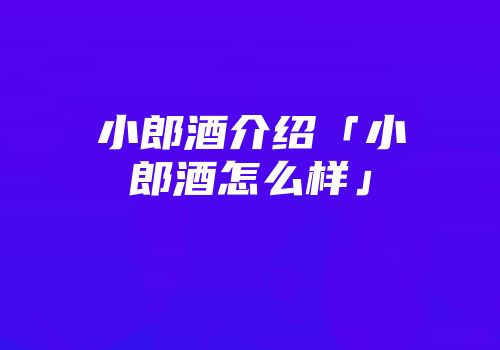 小郎酒介绍「小郎酒怎么样」