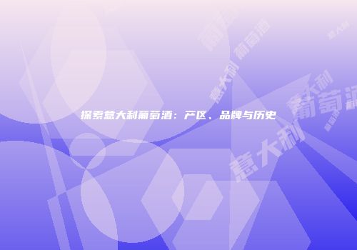 探索意大利葡萄酒：产区、品牌与历史