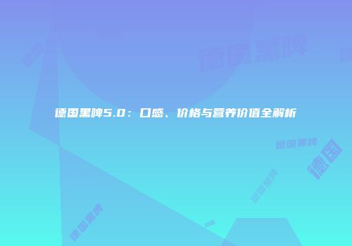 德国黑啤5.0：口感、价格与营养价值全解析