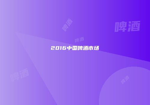 2016中国啤酒市场