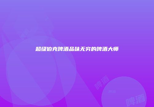 超级伯克啤酒品味无穷的啤酒大师
