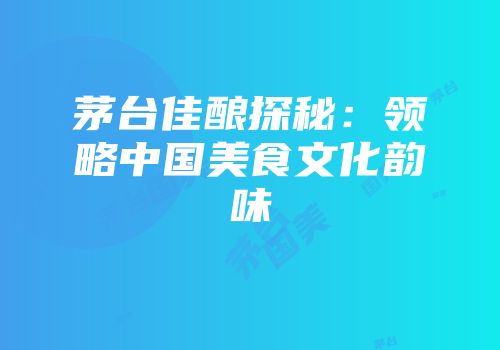 茅台佳酿探秘：领略中国美食文化韵味
