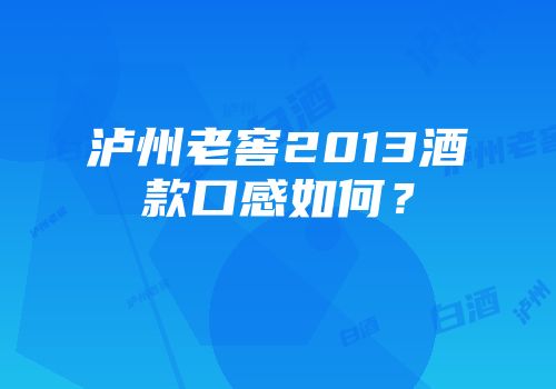 泸州老窖2013酒款口感如何？