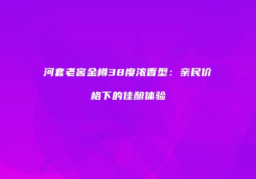河套老窖金樽38度浓香型：亲民价格下的佳酿体验