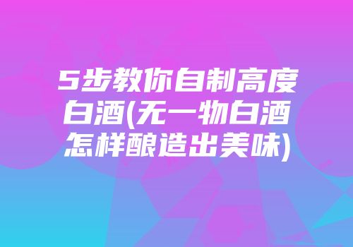 5步教你自制高度白酒(无一物白酒怎样酿造出美味)