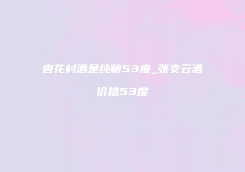 杏花村酒是纯粮53度_张支云酒价格53度