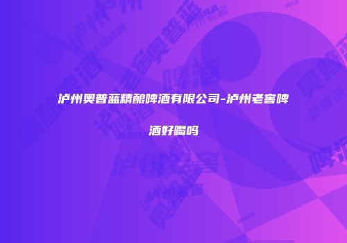 泸州奥普蓝精酿啤酒有限公司-泸州老窖啤酒好喝吗
