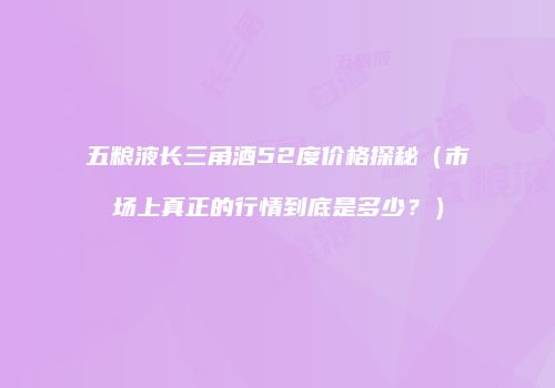 五粮液长三角酒52度价格探秘（市场上真正的行情到底是多少？）