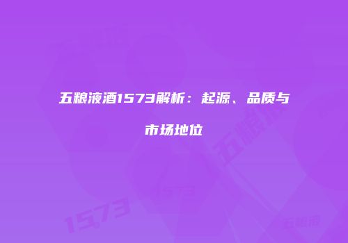 五粮液酒1573解析：起源、品质与市场地位