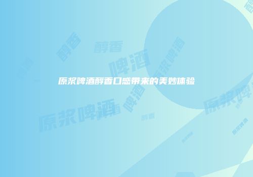 原浆啤酒醇香口感带来的美妙体验