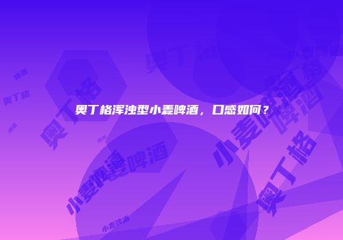 奥丁格浑浊型小麦啤酒，口感如何？