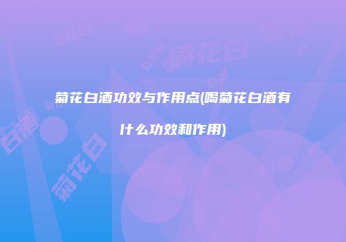 菊花白酒功效与作用点(喝菊花白酒有什么功效和作用)