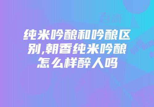 纯米吟酿和吟酿区别,朝香纯米吟酿怎么样醉人吗