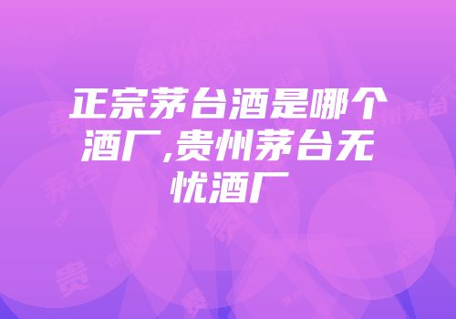 正宗茅台酒是哪个酒厂,贵州茅台无忧酒厂