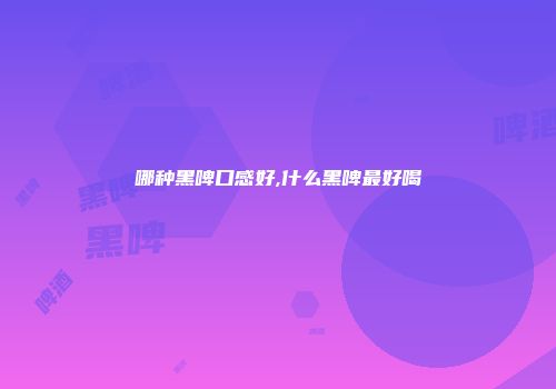 哪种黑啤口感好,什么黑啤最好喝