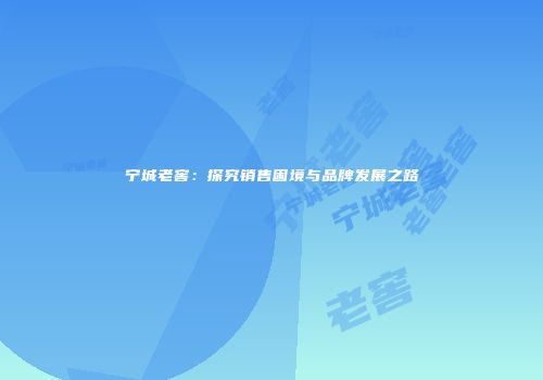 宁城老窖：探究销售困境与品牌发展之路
