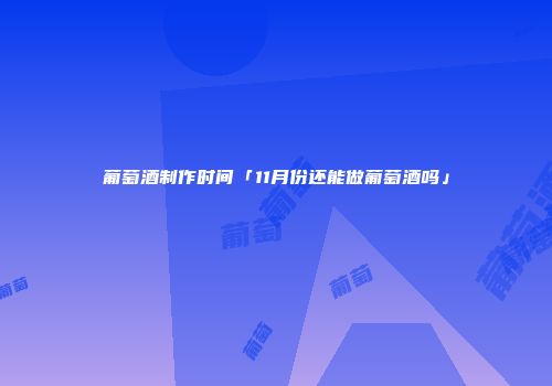 葡萄酒制作时间「11月份还能做葡萄酒吗」