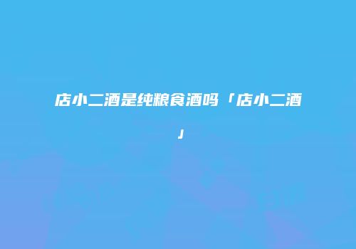 店小二酒是纯粮食酒吗「店小二酒」