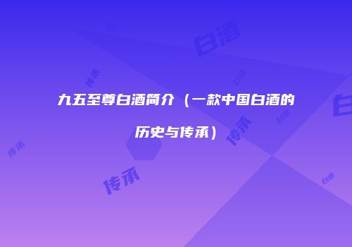 九五至尊白酒简介（一款中国白酒的历史与传承）