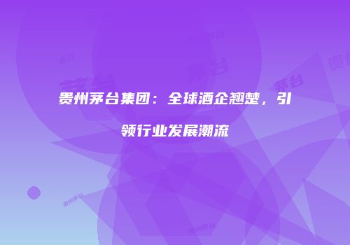 贵州茅台集团：全球酒企翘楚，引领行业发展潮流