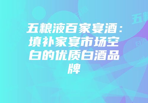 五粮液百家宴酒：填补家宴市场空白的优质白酒品牌