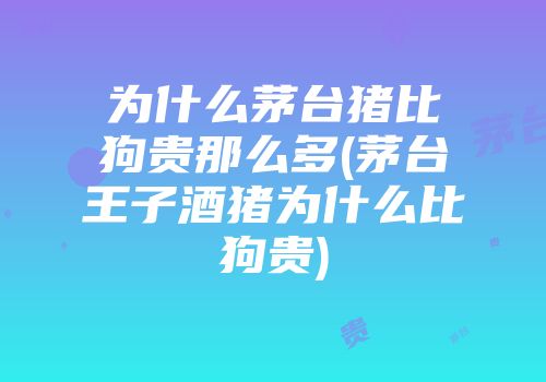 为什么茅台猪比狗贵那么多(茅台王子酒猪为什么比狗贵)