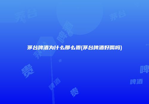 茅台啤酒为什么那么贵(茅台啤酒好喝吗)