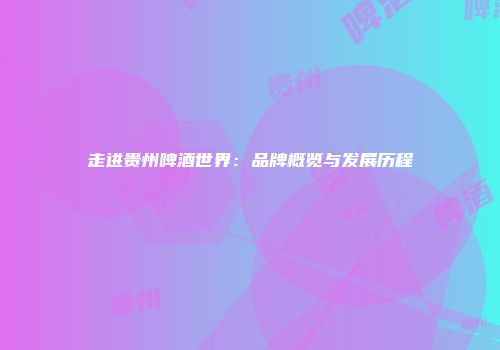 走进贵州啤酒世界：品牌概览与发展历程