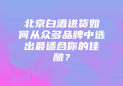 北京白酒进货如何从众多品牌中选出最适合你的佳酿？