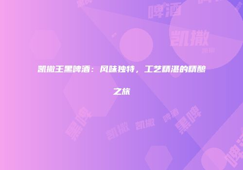凯撒王黑啤酒：风味独特，工艺精湛的精酿之旅