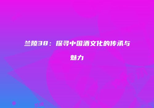 兰陵38：探寻中国酒文化的传承与魅力