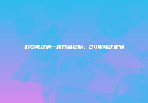 科罗娜啤酒一箱容量揭秘：24瓶畅饮体验