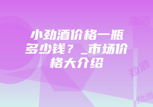 小劲酒价格一瓶多少钱？_市场价格大介绍