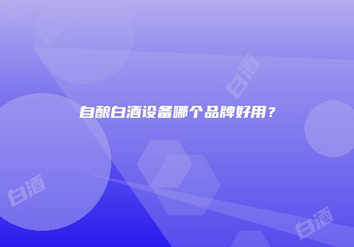 自酿白酒设备哪个品牌好用？