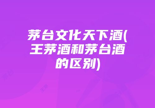茅台文化天下酒(王茅酒和茅台酒的区别)