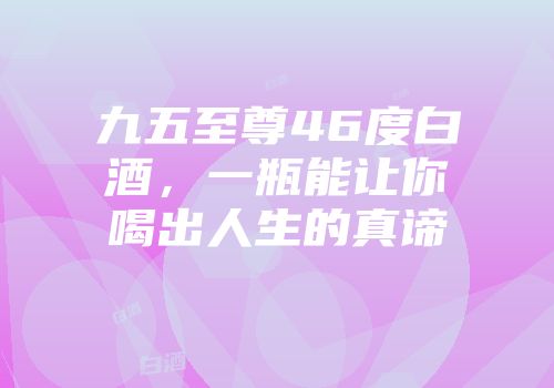 九五至尊46度白酒，一瓶能让你喝出人生的真谛