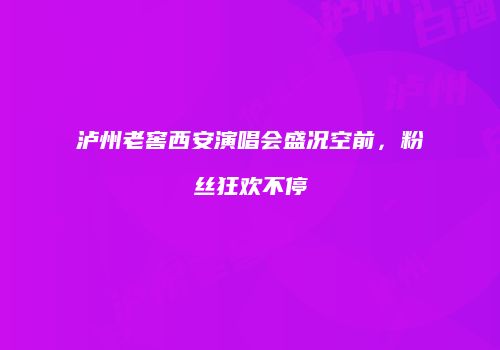 泸州老窖西安演唱会盛况空前，粉丝狂欢不停