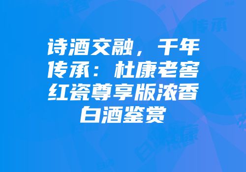 诗酒交融，千年传承：杜康老窖红瓷尊享版浓香白酒鉴赏