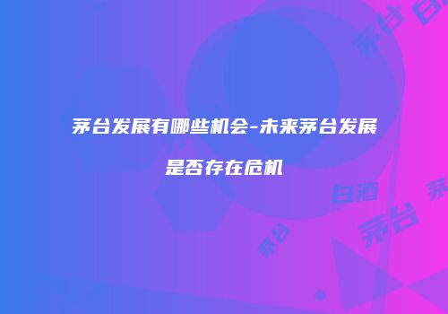 茅台发展有哪些机会-未来茅台发展是否存在危机