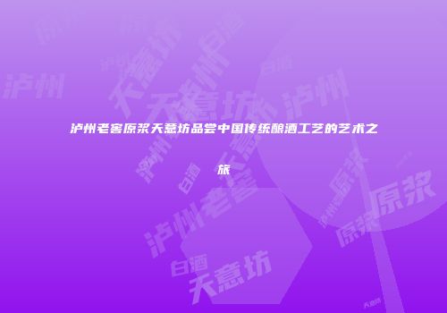 泸州老窖原浆天意坊品尝中国传统酿酒工艺的艺术之旅