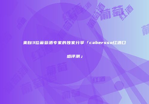 来自3位葡萄酒专家的独家分享「cabersso红酒口感评测」