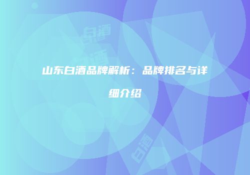 山东白酒品牌解析：品牌排名与详细介绍