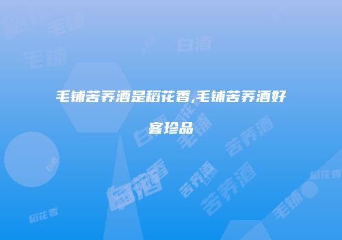 毛铺苦荞酒是稻花香,毛铺苦荞酒好客珍品