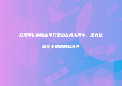 红酒年份的秘密不只是指在橡木桶中，还有这些你不知道的知识点